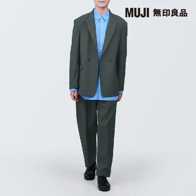 【MUJI 無印良品】男聚酯纖維不易起皺彈性打褶寬版褲(共2色)