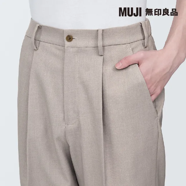 【MUJI 無印良品】男聚酯纖維不易起皺彈性打褶寬版褲(共2色)