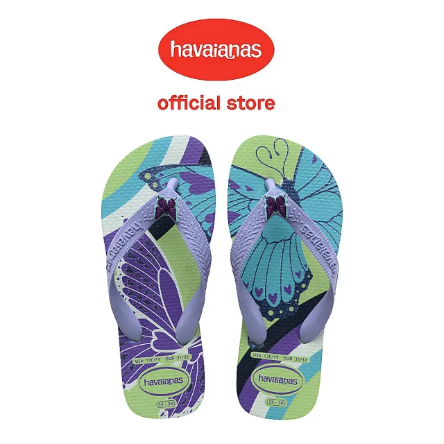 【havaianas 哈瓦仕】拖鞋 童鞋 兒童 夾腳拖 蝴蝶 Kids Fantasy 紫 4103405-6197K(哈瓦士)