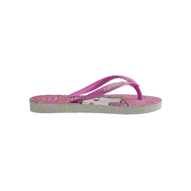 【havaianas 哈瓦仕】拖鞋 童鞋 兒童 夾腳拖 凱蒂貓 Kids Slim Hello Kitty 桃粉 4145748-3991K(哈瓦士)