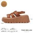 【TINO BELLINI 貝里尼】義大利簡約寬帶超厚底涼鞋FSOV013(焦糖)