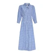 【OUWEY 歐薇】休閒格紋綁帶長洋裝(藍色；S-L；3242327221)