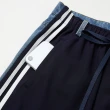 【OUWEY 歐薇】運動風拼接織帶牛仔長寬褲(深藍色；XS-L；3242328625)