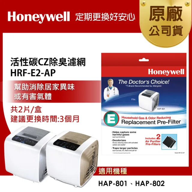 【美國Honeywell】活性碳CZ除臭濾網 HRF-E2-AP(適用HAP-801/HAP-802)