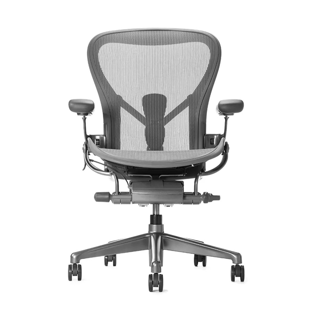 【Herman Miller】Aeron 2.0 人體工學椅 全功能 金屬腳座 鋁合金材質 碳灰色 DW扶手 B size(平行輸入)