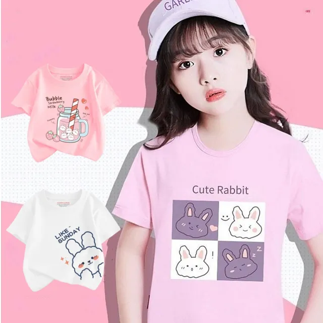 【Baby 童衣】女童短袖上衣 女寶寶可愛印花上衣 圓領短袖T-shirt 89033(童裝)