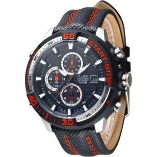 【ALBA】雅柏手錶 終點線任務運動計時男錶-黑框黑面/AM3113X1(保固二年)