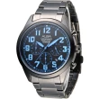 【ALBA】雅柏手錶 IP黑個性潮流三眼碼錶計時男錶-藍刻/AT3529X1(保固二年)