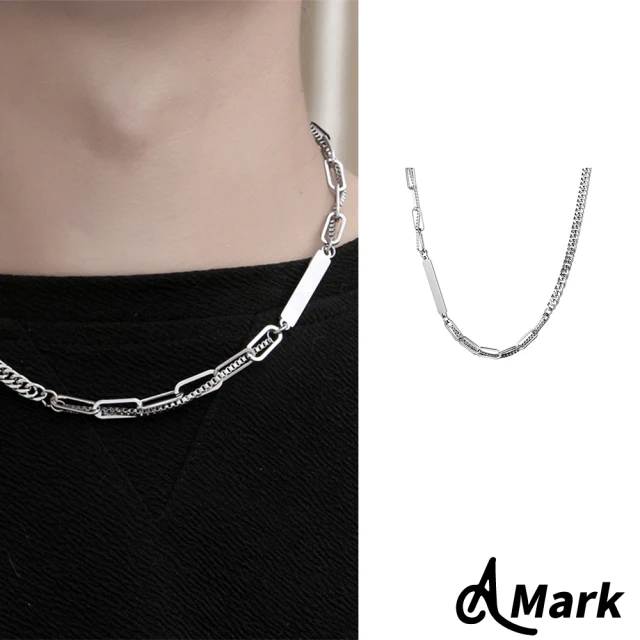 【A MARK】鈦鋼項鍊 雙層項鍊/簡約雙層疊帶拼接設計316L鈦鋼項鍊 情侶項鍊(A款 50CM)