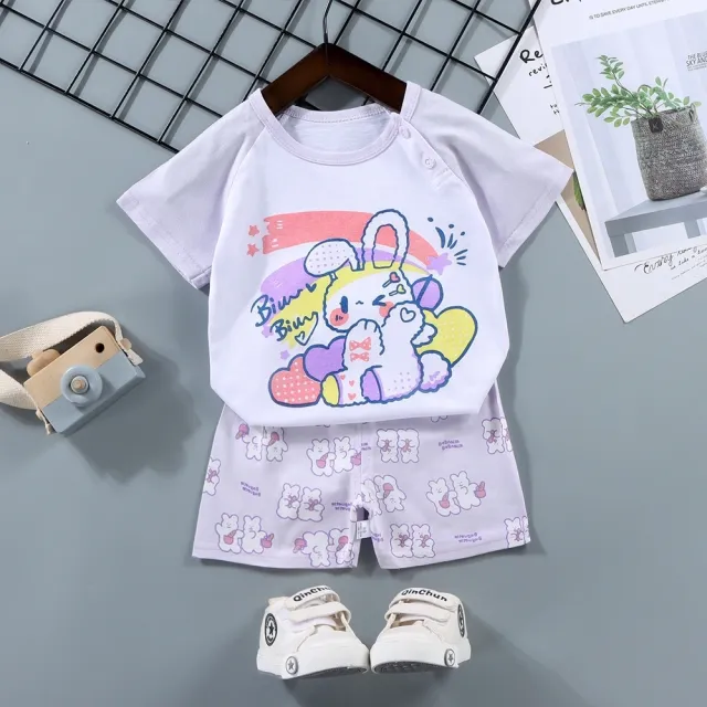 【Baby 童衣】童裝 男女童居家套裝 短袖外出套裝 短T-Shirt+短褲 89000(共１０色)