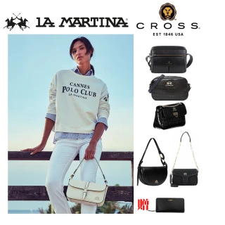 【CROSS】X LA MARTINA 台灣總經銷 限量1折 頂級小牛皮皮革斜背包 後背包 全新專櫃展示品(贈名牌6卡短夾)