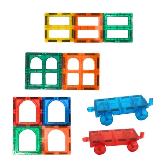 【ScienceBaby】雪鑽磁力片補充組 小車造型 12pcs(安全無毒 兒童玩具 益智安全無毒 兒童玩具 益智玩具)