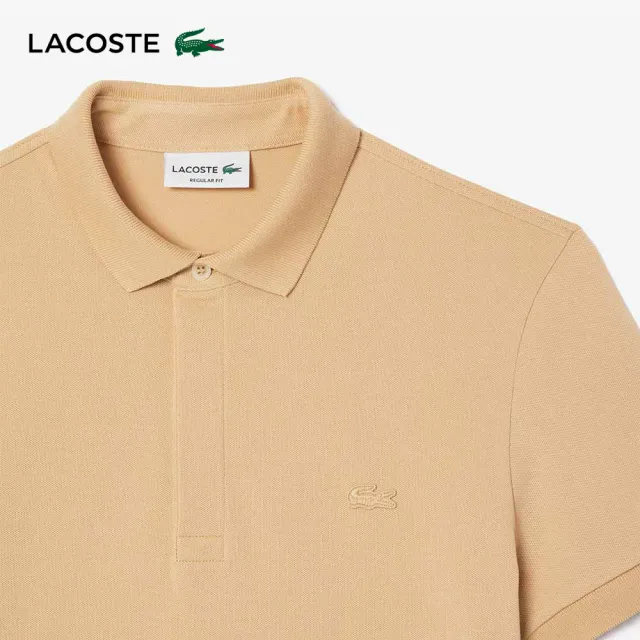 【LACOSTE】男裝-經典巴黎商務短袖Polo衫(卡其色)