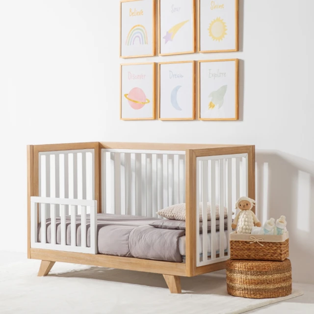 【LEVANA】SOHO四合一嬰兒成長床+高密度支撐棉床墊(嬰兒床/成長床/多功能床)