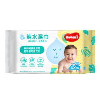 【HUGGIES 好奇】純水植萃保水濕巾100抽x12包/箱(濕巾.純水.嬰兒)