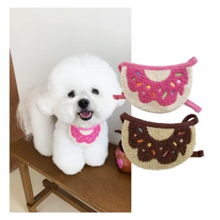 【可愛寶貝】韓版可愛甜甜圈寵物圍兜-2入(生日領巾 玩具 派對裝飾 圍脖 頸圈 狗狗 貓咪衣服)