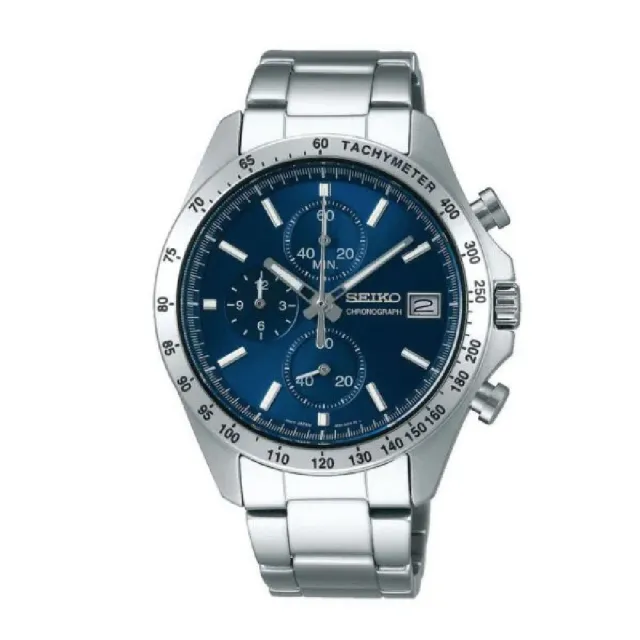 【CITIZEN 星辰】雙11 三眼計時手錶SBTR023 藍面X銀色 40mm