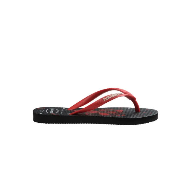 【havaianas 哈瓦仕】拖鞋 童鞋 兒童 夾腳拖 凱蒂貓 Kids Slim Hello Kitty 黑紅 4145748-0090K(哈瓦士)