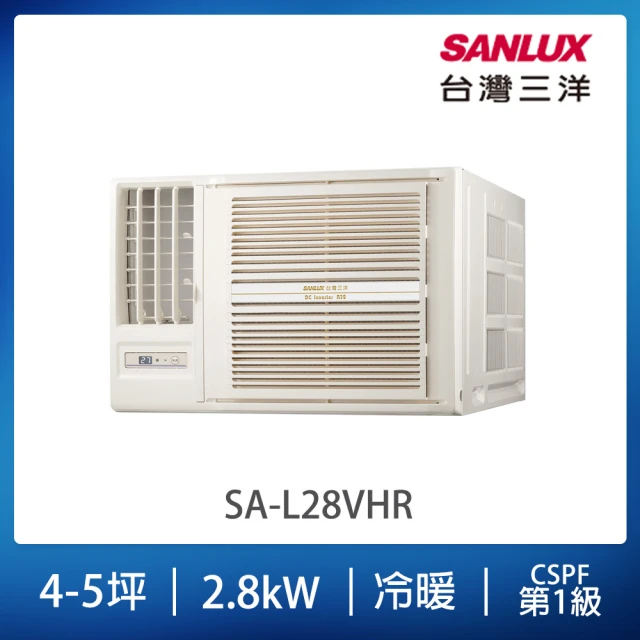 【SANLUX 台灣三洋】4-5坪左吹變頻R32系列冷暖窗型冷氣(SA-L28VHR)