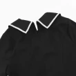【ILEY 伊蕾】黑白小香剪接荷葉裙洋裝(黑色；M-XL；1242547004)