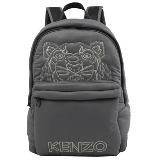 【KENZO】經典大刺繡虎頭LOGO厚尼龍手提旅用包後背包(鐵灰 大款)