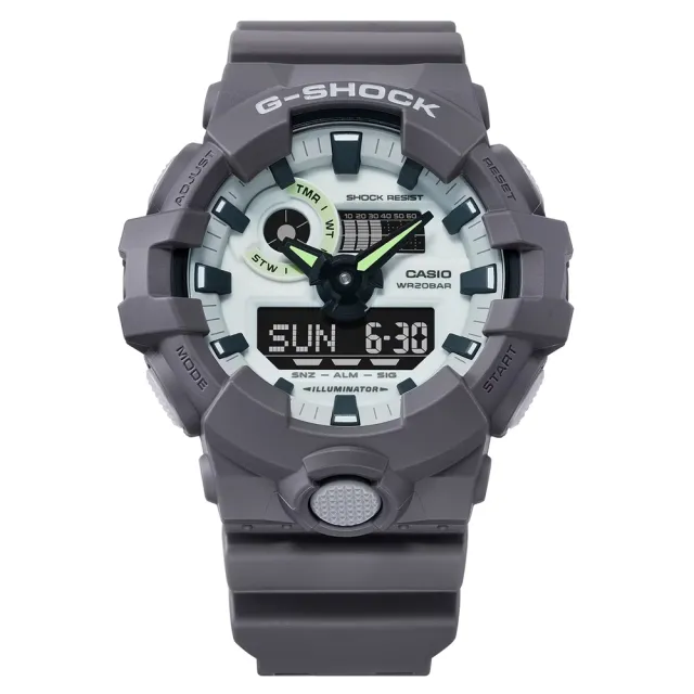 【CASIO 卡西歐】G-SHOCK 暗影夜光 酷炫神秘 大錶徑 雙顯系列 GA-700HD-8A_53.4mm