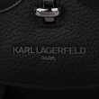 【KARL LAGERFELD 卡爾】大眼睛皮革旋釦手提斜背兩用包(黑)