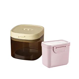 【Yep2 芽比兔】兩件組800ml+奶粉盒粉紅 便攜密封罐(奶粉罐/奶粉盒/奶粉分裝盒)