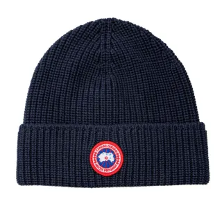 【CANADA GOOSE】品牌LOGO 羊毛毛帽-深藍色(ONE SIZE)