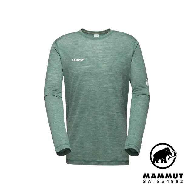 【Mammut 長毛象官方直營】Tree Wool FL Longsleeve 羊毛混紡快乾抗臭長袖T恤 深玉石綠 男款 #1016-01690