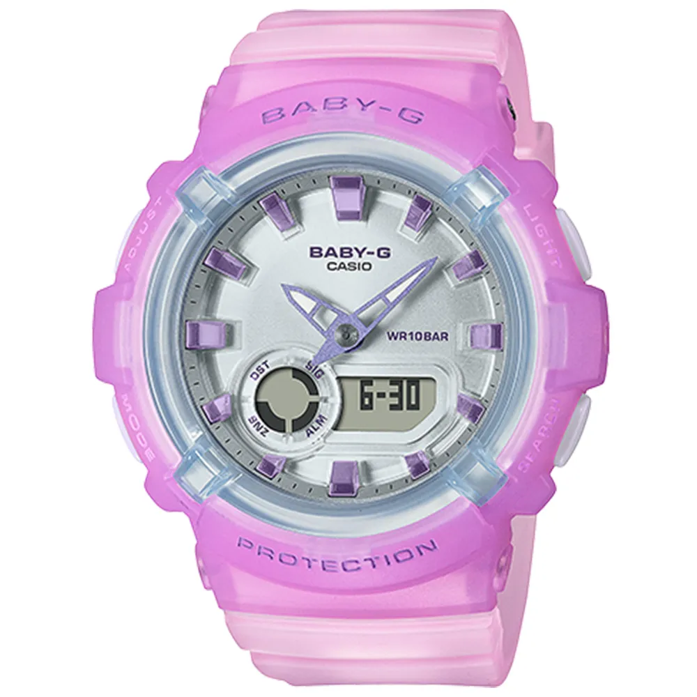 【CASIO 卡西歐】BABY-G 甜美糖果色系雙顯手錶 情人節 禮物(BGA-280-6A)