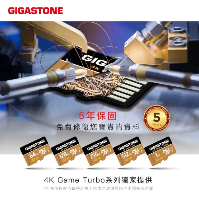 【GIGASTONE 立達】Game Turbo microSDXC U3 A2 4K 512GB資料救援記憶卡(支援DJI/GoPro/空拍機/運動攝影機)
