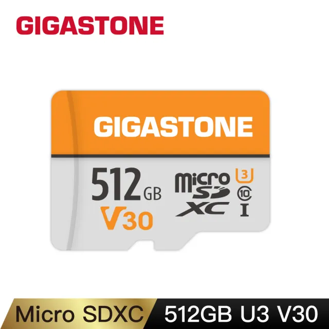 【GIGASTONE 立達】microSDXC UHS-Ⅰ U3 V30 512GB記憶卡(支援相機/行車紀錄器/監視器)