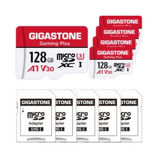 【GIGASTONE 立達】Gaming Plus microSDXC UHS-Ⅰ U3 A1V30 128GB遊戲專用記憶卡-5入組(支援Switch/GoPro)