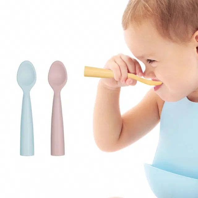 【minikoioi】土耳其製 兒童副食品矽膠湯匙2入組 多色可選(兒童學習餐具)