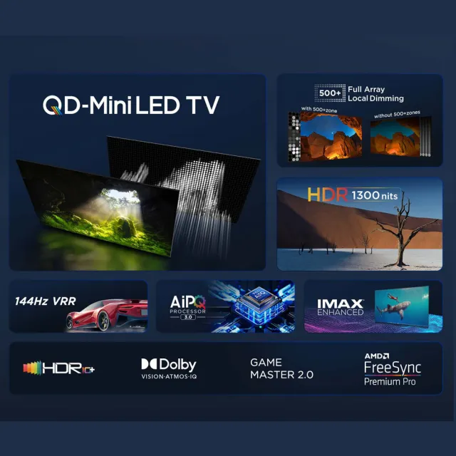 【TCL】65型 4K QD Mini LED 144HZ Google TV 量子智能連網液晶顯示器(65C755-基本安裝)