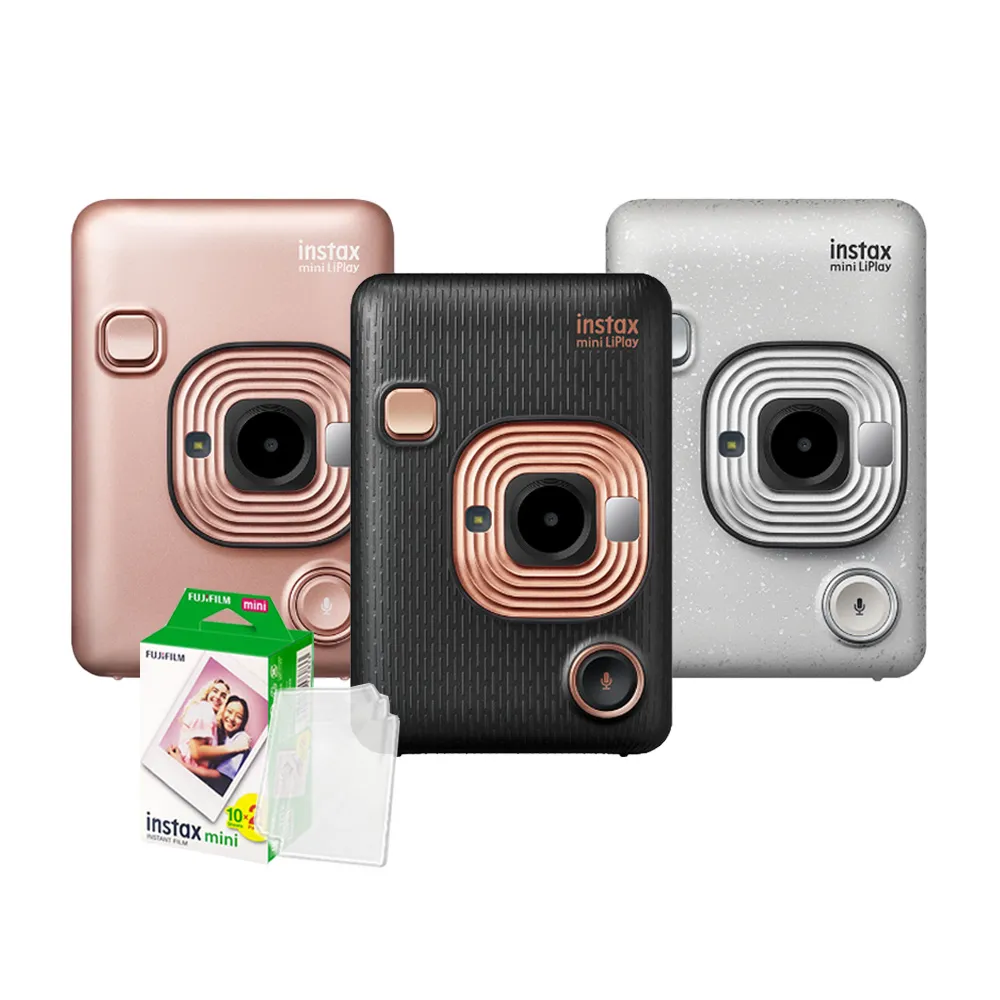 【FUJIFILM 富士】Instax Mini Liplay 拍立得相機(20張底片透明保護套20入組合)