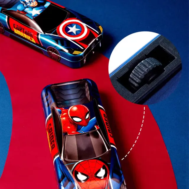 【Disney 迪士尼】漫威英雄米奇跑車多功能三層鉛筆盒文具盒