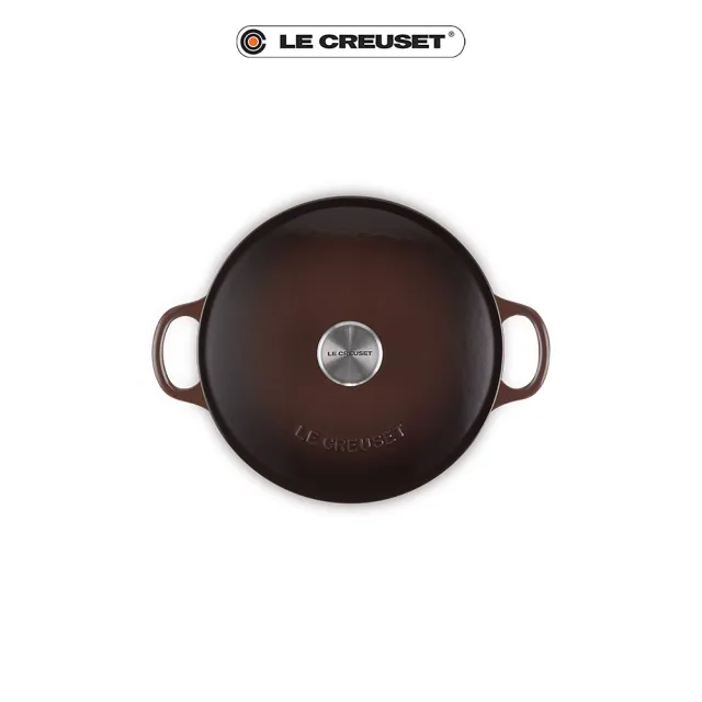 【Le Creuset】琺瑯鑄鐵鍋媽咪鍋18cm(巧克力棕-鋼頭-內鍋白)