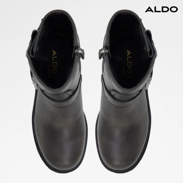 【ALDO】PALOMINA-時尚風範雙扣帶粗跟厚底短靴-女靴(黑色)