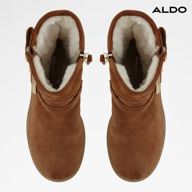 【ALDO】PALOMINA-時尚風範雙扣帶粗跟厚底短靴-女靴(棕色)