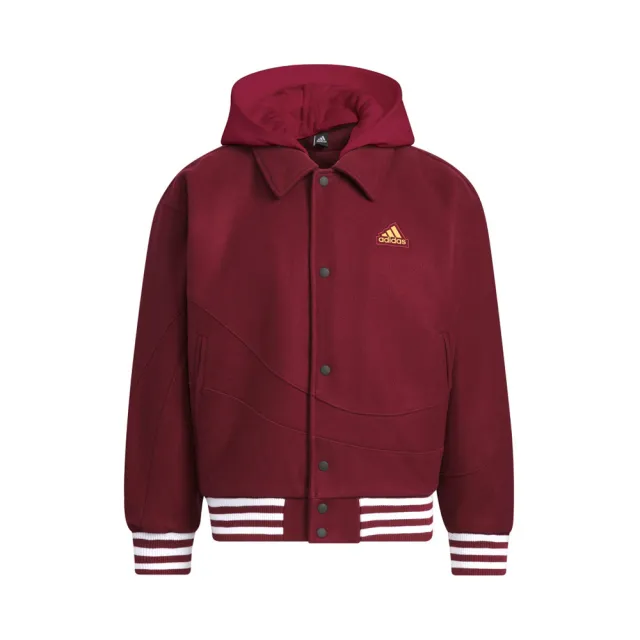 【adidas 愛迪達】CM TOP WV JKT CNY 男 連帽 外套 運動 休閒 新年 龍年 寬鬆 酒紅(IT0210)