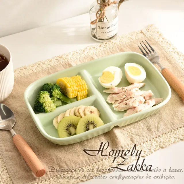 【Homely Zakka】北歐風長方型陶瓷分隔餐盤/211餐盤_5色任選(健康分隔盤 瘦身餐盤 健身餐盤 減脂餐盤)