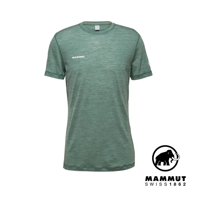 【Mammut 長毛象】Tree Wool FL T-Shirt Men 羊毛混紡快乾抗臭短袖T恤 深玉石綠 男款 #1017-06660