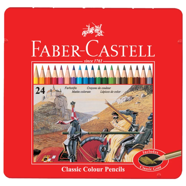 【Faber-Castell】德國輝柏 24色鐵盒油性色鉛筆 115845 公司貨(禮物 美術 繪畫)