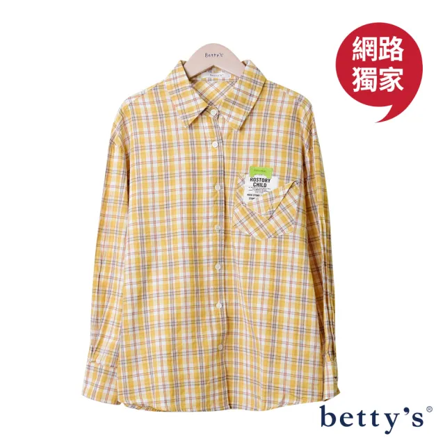 【betty’s 貝蒂思】網路獨賣★造型標籤口袋彩色格紋襯衫(共三色)