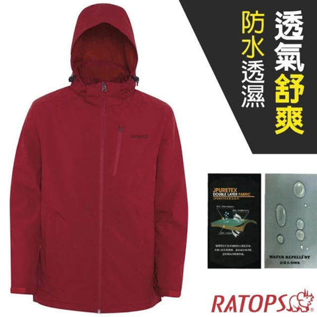 RATOPS 男款 防水透濕刷毛外套/耐水壓11000↑mm/風雨衣.夾克.大衣(RAS782 森巴紅)