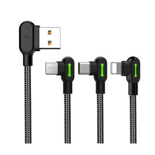 【Mcdodo麥多多】USB to Type-C/Lightning/MicroUSB 雙彎頭90度 300cm充電傳輸線