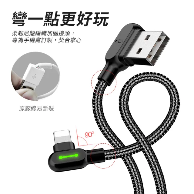 【Mcdodo麥多多】USB to Type-C/Lightning/MicroUSB 雙彎頭90度 300cm充電傳輸線