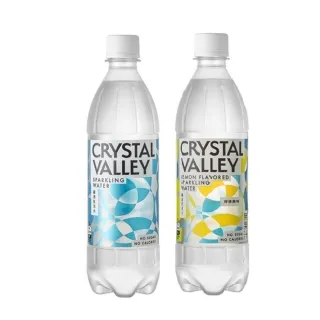【金車/伯朗】CrystalValley礦沛氣泡水585ml+礦沛檸檬氣泡水585ml(共48入)